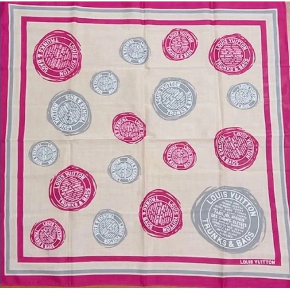 Louis Vuitton Fuchsia and Gray Silk Scarf - Picture 2 of 10